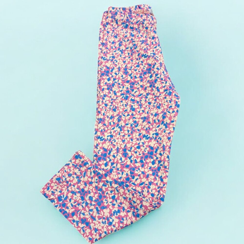 Pepco Full length Soft Cottonleggings SkinnyFit stretchy Pink w Blue Flower NWOT